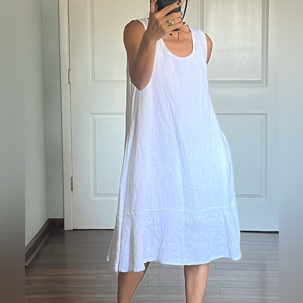 Talia Benson 100% linen tiered hem dress size S - Picture 3 of 10